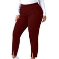 thumbnail image 2 of VBVC Women's Plus Front Slit Stretch Pants , Ladies' High Waisted Trousers , Fall Winter Skinny Leggings For Women, L-5XL, 2 of 8