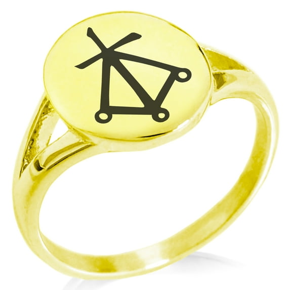 Stainless Steel Reiki Harth Compassionate Minimalist Oval Top Polished Statement Signet Ring