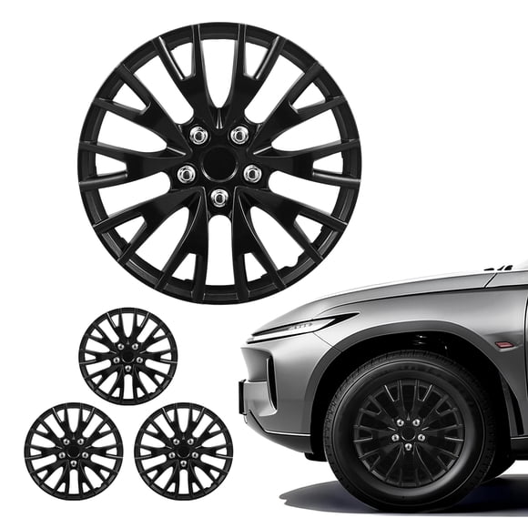 VEVOR Hubcaps Wheel Covers, 16 Inch Set of 4 Wheel Rim Cover Hubcaps OEM Replacement, R16 Size Snap On Car Hub Caps, Universal 20-Spoke ABS Tire Rim Caps for Hyundai Chevrolet Ford Honda, Gloss Black