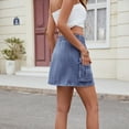 thumbnail image 7 of Xunlbb Jean Mini Skirts for Women Denim, Women's Fashion Solid Color Elastic Waist Cowboy Cargo Skirt Gift for Women, Size S-2XL, 7 of 7