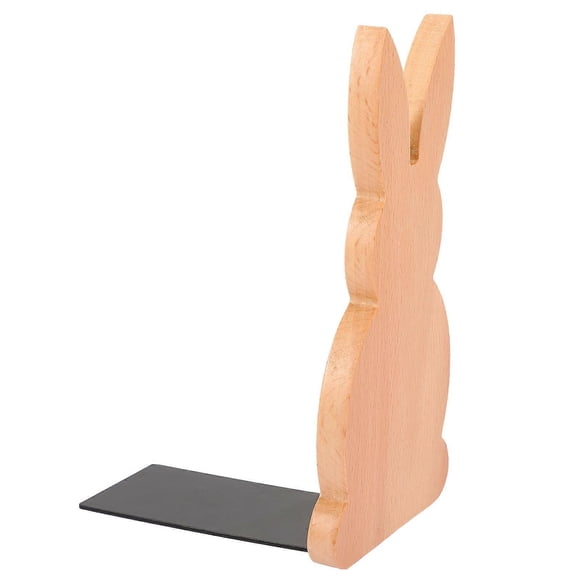 Wooden Rabbit Bookend Decorative Shelf Book Holder for Home Office Desk Smooth Beech Wood Adorable Animal Design Stable Book Organizer for Classroom