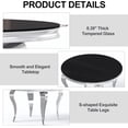 thumbnail image 3 of Round Glass Dining Table, S-Shaped Stainless Steel Legs, 47" Black Mirrored Tempered Glass Top, for Dining Rooms & Apartments, 3 of 7