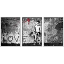 wall26 Framed Canvas Print Wall Art Set Spray Paint Banksy Child Balloon Graffiti & Street Art Comic Book Illustrations Modern Art Urban Portrait for Living Room, Bedroom, Office - 16"x24&qu