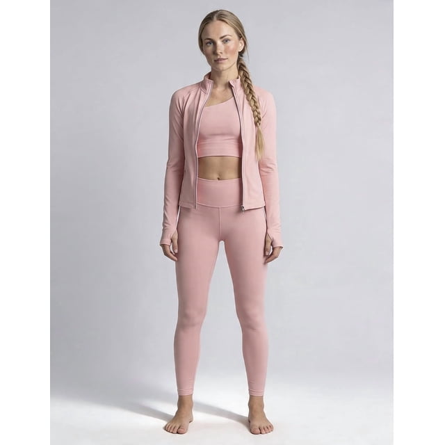 Conjunto Deportivo Mujer Rosa Pastel 3 Piezas