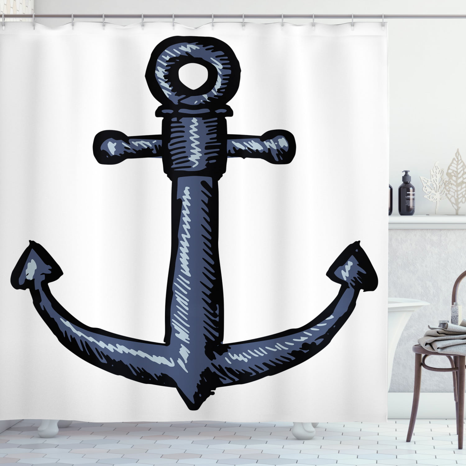 Anchor Decor Shower Curtain Set, Anchor Bathroom Accessories