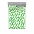 thumbnail image 2 of Ambesonne Green Fitted Sheet & Pillow Sham Set, Exotic Pineapple Pattern, Twin, Green White, 2 of 3