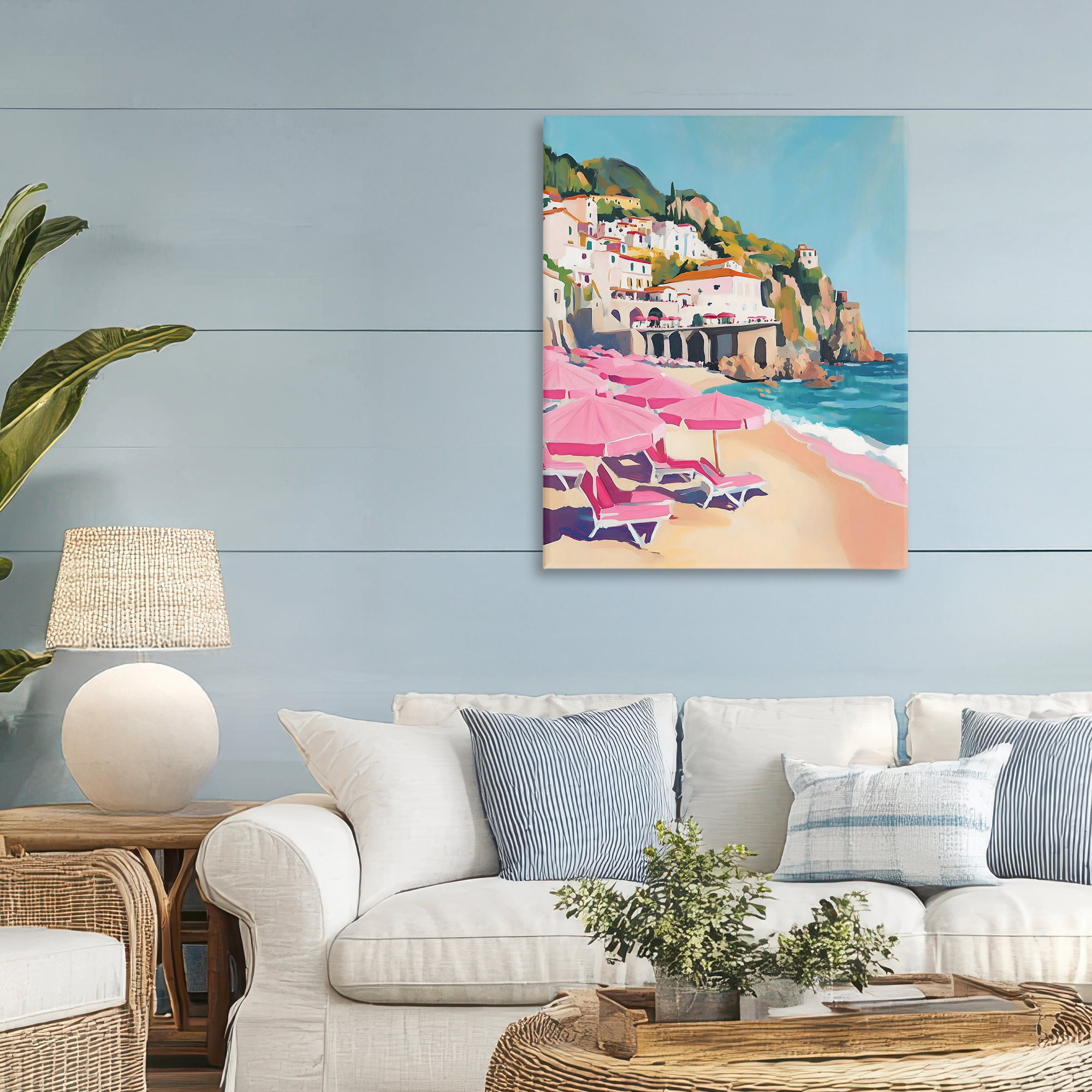 Stupell Industries Pink Beach Chairs on Shoreline Canvas Wall Art, design by The Prints Vibe