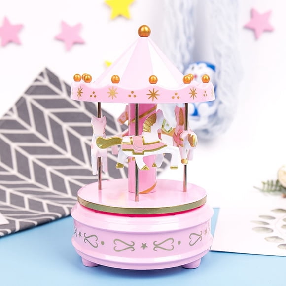 WLOELOEW Pink Carousel Music Box Cake Decoration Birthday Gift Children'S Boutique Toys Music Box Student Gift, Boys And Girls Christmas Gift Birthday Gift