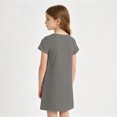 thumbnail image 4 of Grblisyd Girls Dress Crew Neck Short Sleeve Casual Dress Kids Summer Solid Color Loose Midi Dress with Pockets, 4 of 6