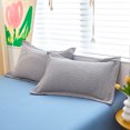 thumbnail image 1 of Xiao Hua Funda de almohada de algodón seersucker lavado (4 piezas) con borde ancho. Comienza tu noche de ensueño con esta cómoda y transpirable funda de almohada de 48 x 74 cm (gris claro)., 1 of 5