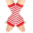 thumbnail image 2 of Unisex Fingerless Gloves with Thumb Hole Pinstripe Design Warm Wrist Cuffs, 2 of 3