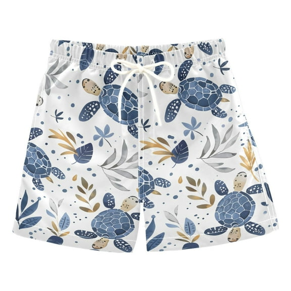 joogoo Boys Swim Trunks Turtle and Leaves Beach Board Shorts Drawstring Swimsuit 3T