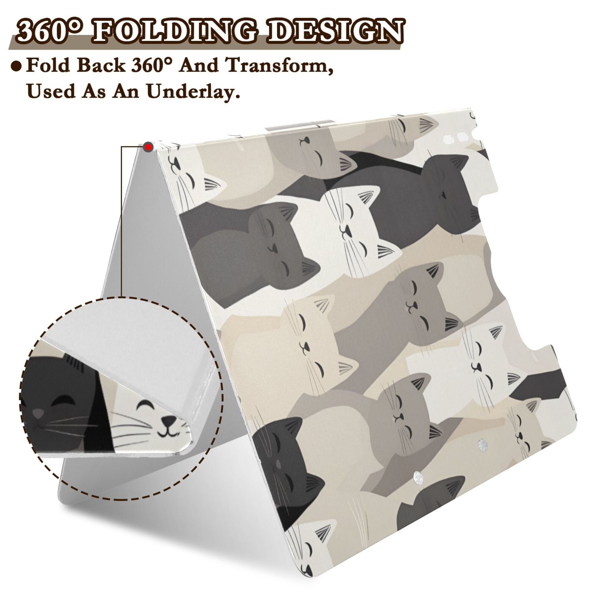 FORMRS A4 Clipboard Folder with Pen Holder Horizontal Foldable School Office Binder, Beige Cute Cats