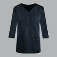 thumbnail image 5 of Olyvenn Scrubs for Women Solid Color V Neck 3/4 Sleeve Dressy Nursing Tops with Pockets Stretchy Workwear Uniform Shirts Navy 6, 5 of 5