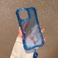 thumbnail image 2 of 3-in-1 Clear Phone Case For iPhone 16 Pro,Shockproof Protective Transparent Case,Heavy Duty Protection,With Wrist Strap,Rugged Anti-drop Non-Slip Tough Durable Phone Case,Darkblue, 2 of 10