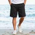 thumbnail image 2 of KPOPLK Mens Casual Shorts Cotton Drawstring Shorts Summer Beach Stretch Twill Chino Golf Shorts S-5XL Size XXXXL,Black, 2 of 9
