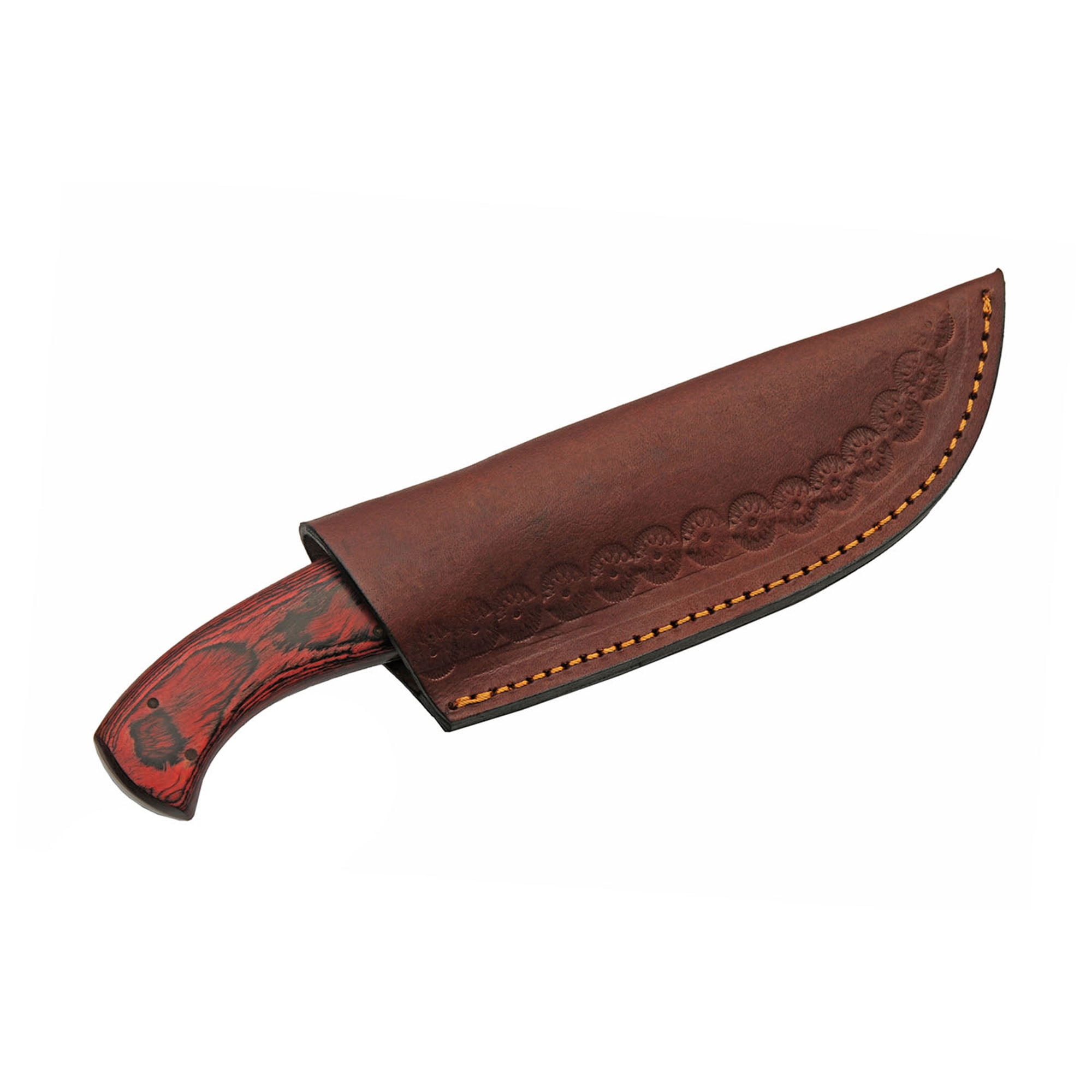 SZCO 9 Inch Fixed Blade Skinner Knife Stainless Steel Blade Wood Handle Brass Pins with Leather Sheath Outdoor Hunting Camping Utility Knife