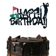 Sparkling Golf Birthday PriNst Cake Decoration - Double-Sided Glitter Sports Theme Decoration, Suitable for Golfer Party, Boys and Girls Birthday Party