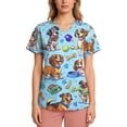 thumbnail image 4 of Kixjoy Scrubs for Women Tops Oversized Short Sleeve V Neck Nurse Scrubs Animal Printed Stretchy Medical Shirts Casual Lightweight Womens Blouses with Pockets, Sky Blue 2XL, 4 of 6