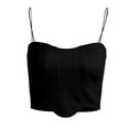 thumbnail image 6 of Roaso Women's Spaghetti Strap Corset Crop Top Asymmetrical Hem Cami Tops, 6 of 7