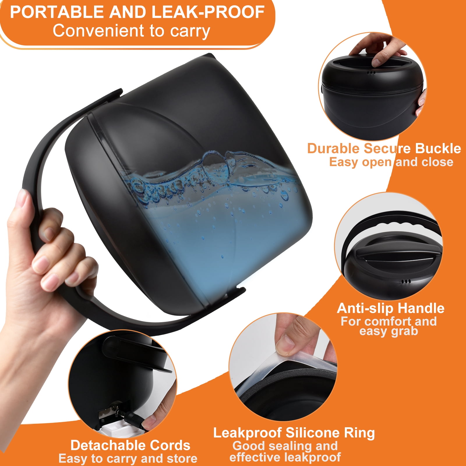 Aotto Electric Lunch Box Food Warmer, 39 oz Personal Food Heater 4 in 1 Heated Lunch Box for Office/Car/Truck/Travel, 12V/24V/110V/220V