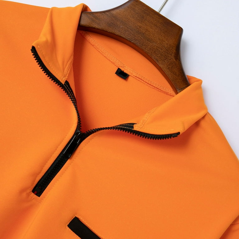 RYRJJ Men's Tactical Quarter Zip Shirts Casual Outdoor Work Shirt Long Sleeve Stand Collar Tee Tops with Pockets(Orange,XXL) RYRJJ Men's Tactical Quarter Zip Shirts Casual Outdoor Work Shirt Long Sleeve Stand Collar Tee Tops with Pockets(Orange,XXL)