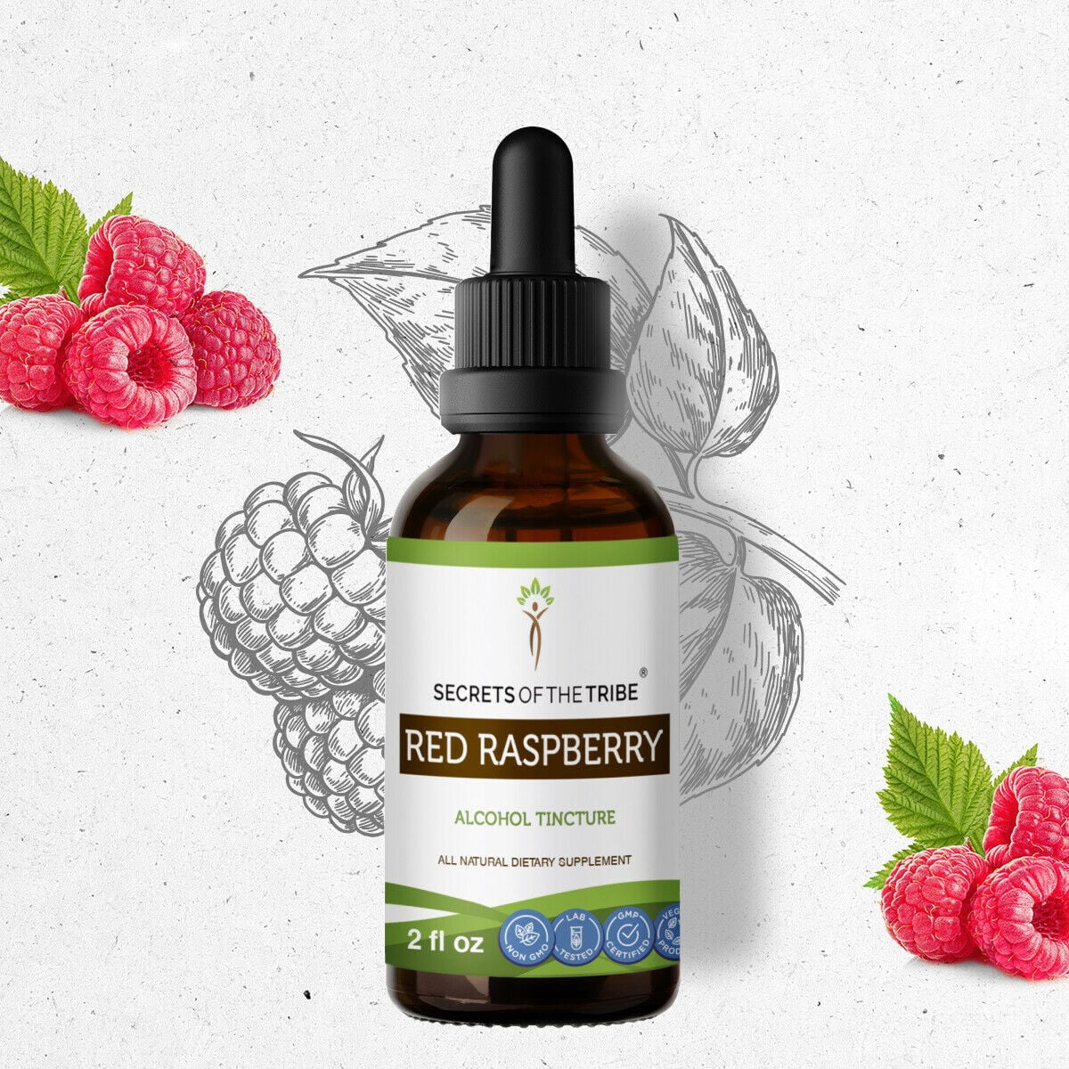 Red Raspberry Alcohol Red Raspberry Tincture Alcohol Extract, Organic Rubus idaeus Promotes a ...