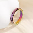 thumbnail image 4 of Fidget Anxiety Ring for Women-3Pcs 6MM Rainbow Rose Gold Silver Moon Star Hollow Stainless Steel Spinner Rings for Anxiety Stress Relief Gift for Women party birthday size 6-12, 4 of 7
