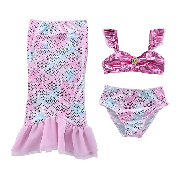 Girls Mermaid Tail Bikini Set Swimming Suit Bathing Suit