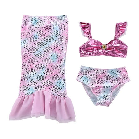 Kids Girls Mermaid Swimsuits Princess Swimming Costume Outfit Dress Halloween Cosplay Party Costume Child