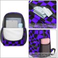 thumbnail image 4 of Purple and Black Wavy Checkered Pattern 17" School Backpacks for Teens,Waterproof Oxford Fabric,S-Shape Padded Straps for School,Travel,Hiking,Camping, 4 of 6