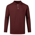 thumbnail image 3 of Trgacdwlo Knit Mens Casual Polo Shirt V Neck Button Long Sleeve Shirts for Men Ribbed Stretchy Business Casual Golf Polo Shirt Men Wine S, 3 of 8