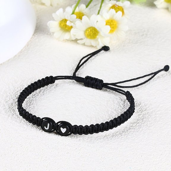Handmade Braided Couple Bracelet - 26 Letter Round Adjustable Bracelet for Boys and Girls Unique for and Loved Ones