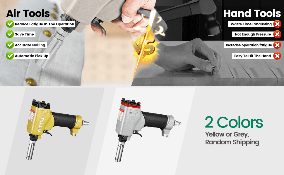 MEITE Pneumatic Deco Nailer 35/64" Head Diameter Air Upholstery Tacks Nail Guns for Upholstered Furniture
