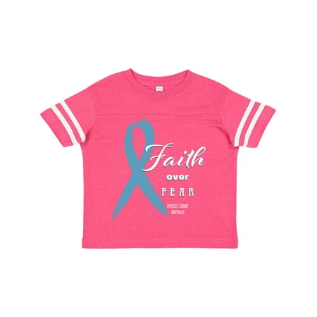 

Inktastic Faith Over Fear Prostate Cancer Awareness Light Blue Ribbon Gift Toddler Boy or Toddler Girl T-Shirt