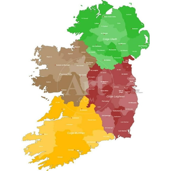 Map of Ireland, Unframed Art Print Wall Art by malachy120 Sold by Art.Com