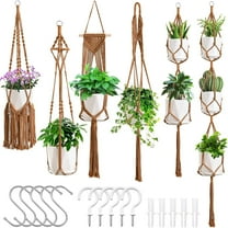 Macrame Plant Hangers, 6Pack Hanging Planters for Indoor Plants w/ 6 Set Hangers Kit Handmade Macromay Plant Hangers Indoor Flower Pots Holder Stand for Boho Home Décor (POTS NOT Included)