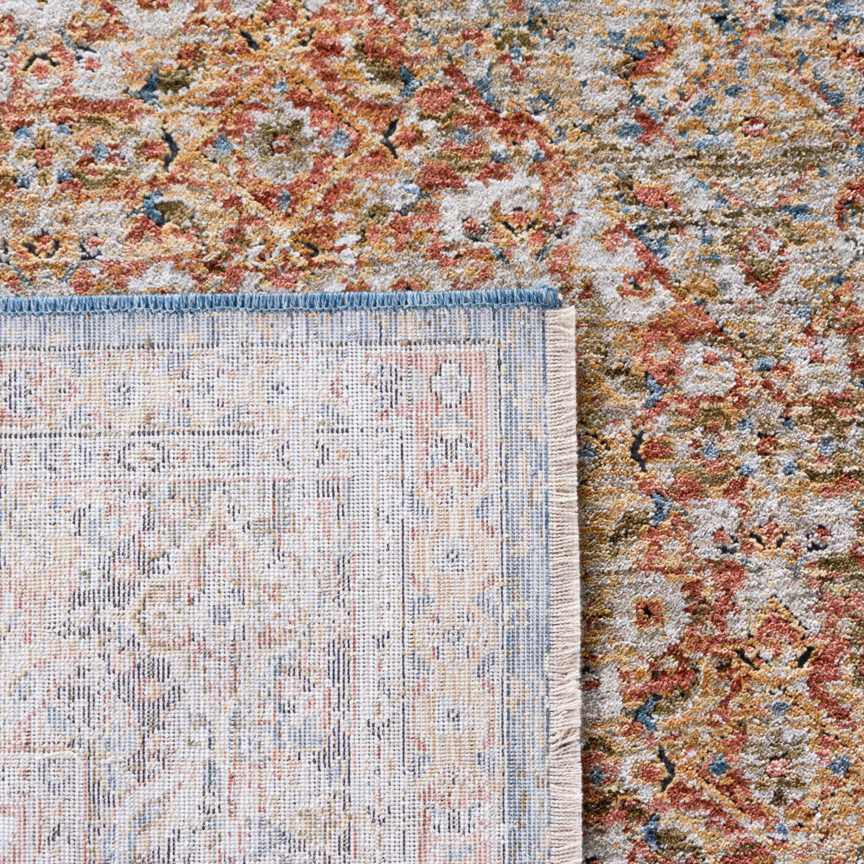 SAFAVIEH Silverado Damjana Medallion Polyester Area Rug, Blue/Rust, 9' x 12'