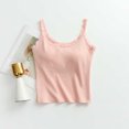 thumbnail image 3 of Fanxing Crop Tank Top for Women Basic Solid Spaghetti Strap Camisole Cotton Sleeveless Bralette Pink,L, 3 of 5