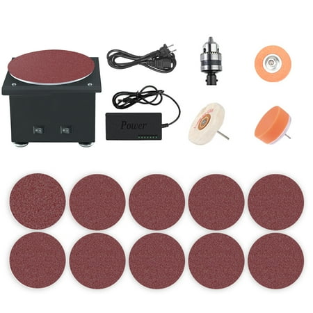 

OWSOO Bench Disc Sander Electric Edge Sharpener 7 Variable Speed 10 Sanding Discs 3 Wheels DIY Benchtop Sanding Polishing Grinding Machine for Wood Metal Acrylic Stone