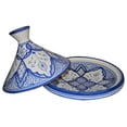 thumbnail image 3 of Moroccan Handmade Serving Tagine Exquisite Ceramic With colors Original 10 Inches in Diameter Fes White & Blue, 3 of 4