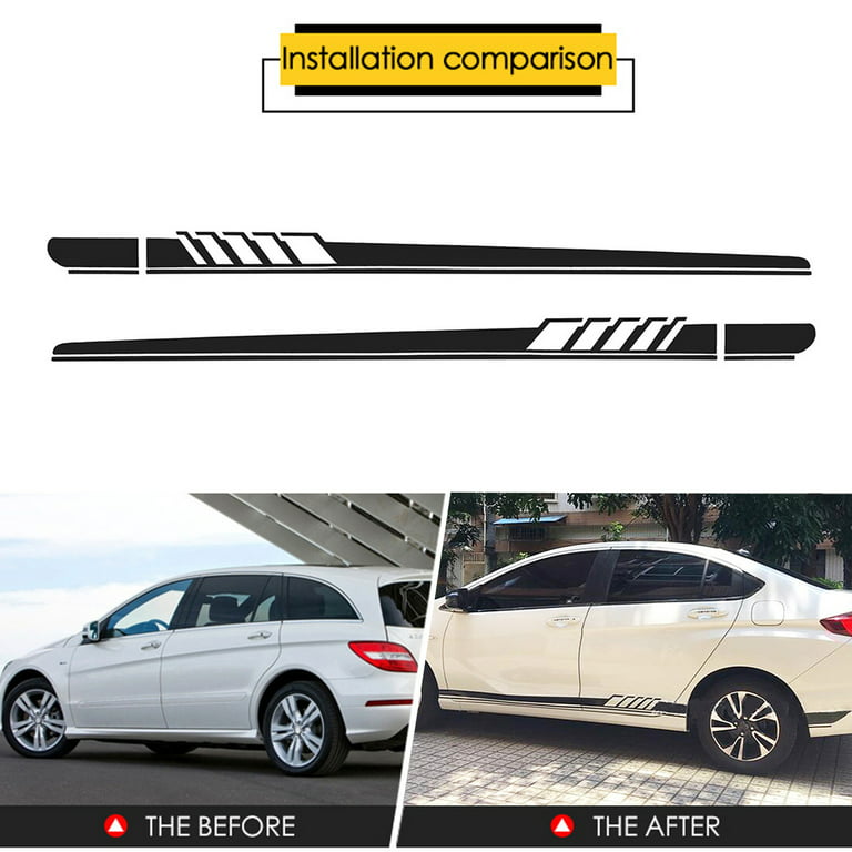 Anvazise Car Side Sticker Waterproof DIY Exquisite Car Both Side Stripes  Sticker Wrap Vinyl Film Decal Auto Tuning Accessories Red 1 Pair 
