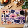 thumbnail image 2 of Spring Floral Placemats Set of 6 Abstract Art Pink Purple Flowers Farmhouse Place Mats Indoor Wipeable Table Mats Washable Cloth Dining Table Placemats for Kitchen Holiday Party Home Decor 13x19 Inch, 2 of 9