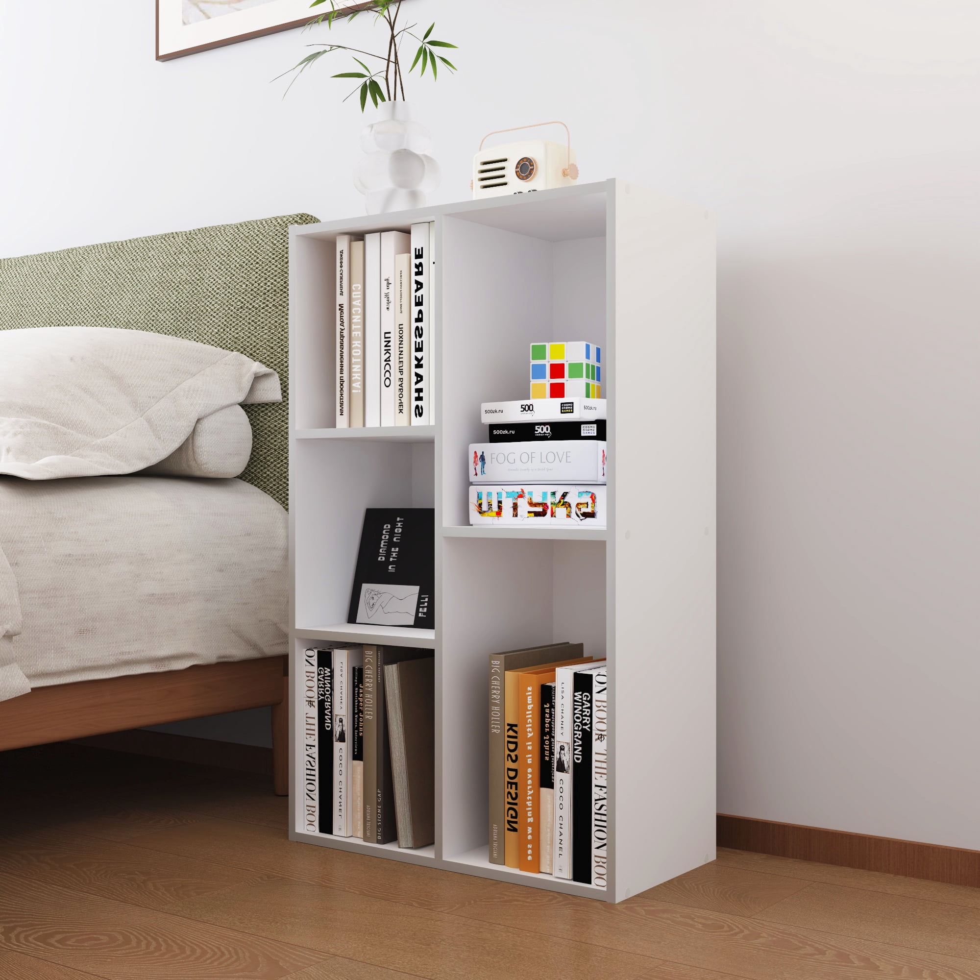 HOMLUX 5-Cube 31.5" Wooden Reversible Open Bookcase for Office, Living Room, White