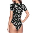 thumbnail image 4 of The Xecao Daisies Flowers Women's Crew Neck Body Suit, a short-sleeved bodysuit and basic swimsuit, both comfort and style for dating and daily life, 4 of 9