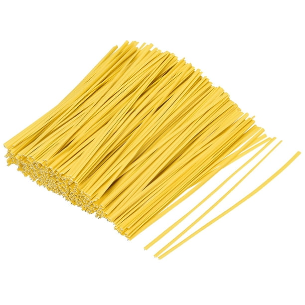 Unique Bargains Metallic Twist Ties 100mm x 2mm Plastic Yellow Cable