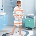 thumbnail image 5 of FORMRS Niños Bathrobe Unisex Hooded Robe Soft Plush Pajamas Sleepwear, Size 2-3T, Orange Nautical Pattern, 5 of 7