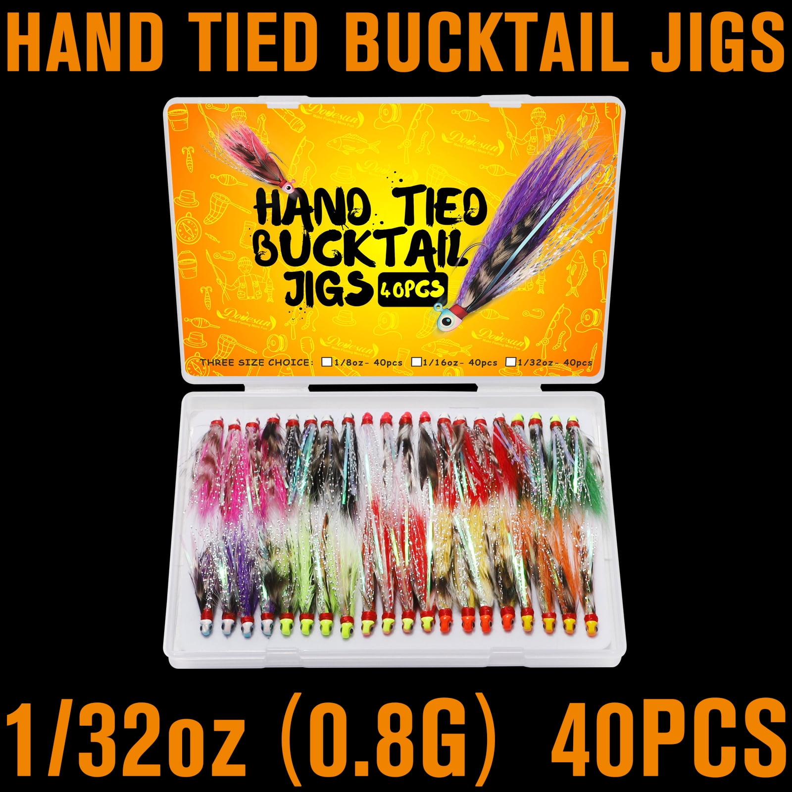 Bucktail Crappie Jigs 1/32oz Hand-Tied Hair Jigs with #6 Fishing Jig Hooks for Trout Fishing 40PCS