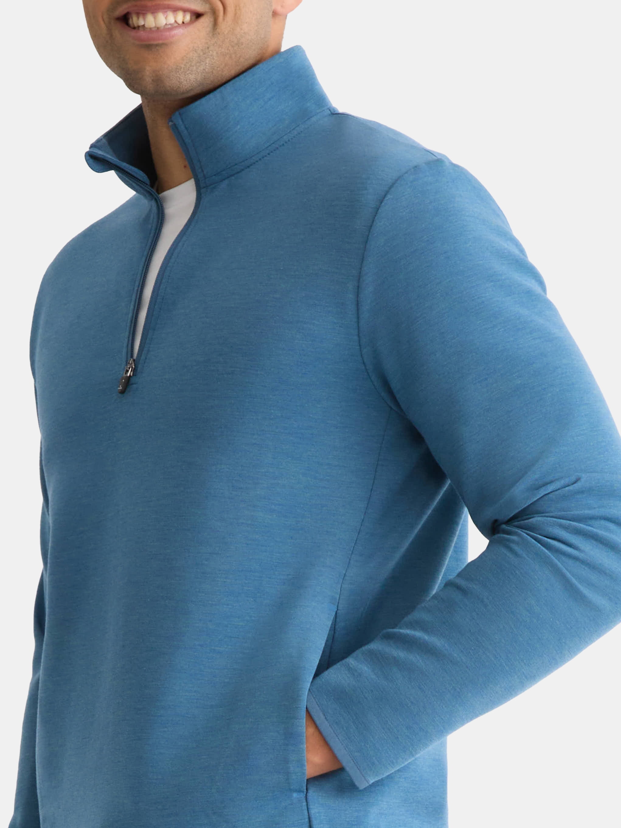 Athletic Works Men's and Big Men's Fusion Double Knit Quarter Zip Sweatshirt Jacket, Sizes S-3XL