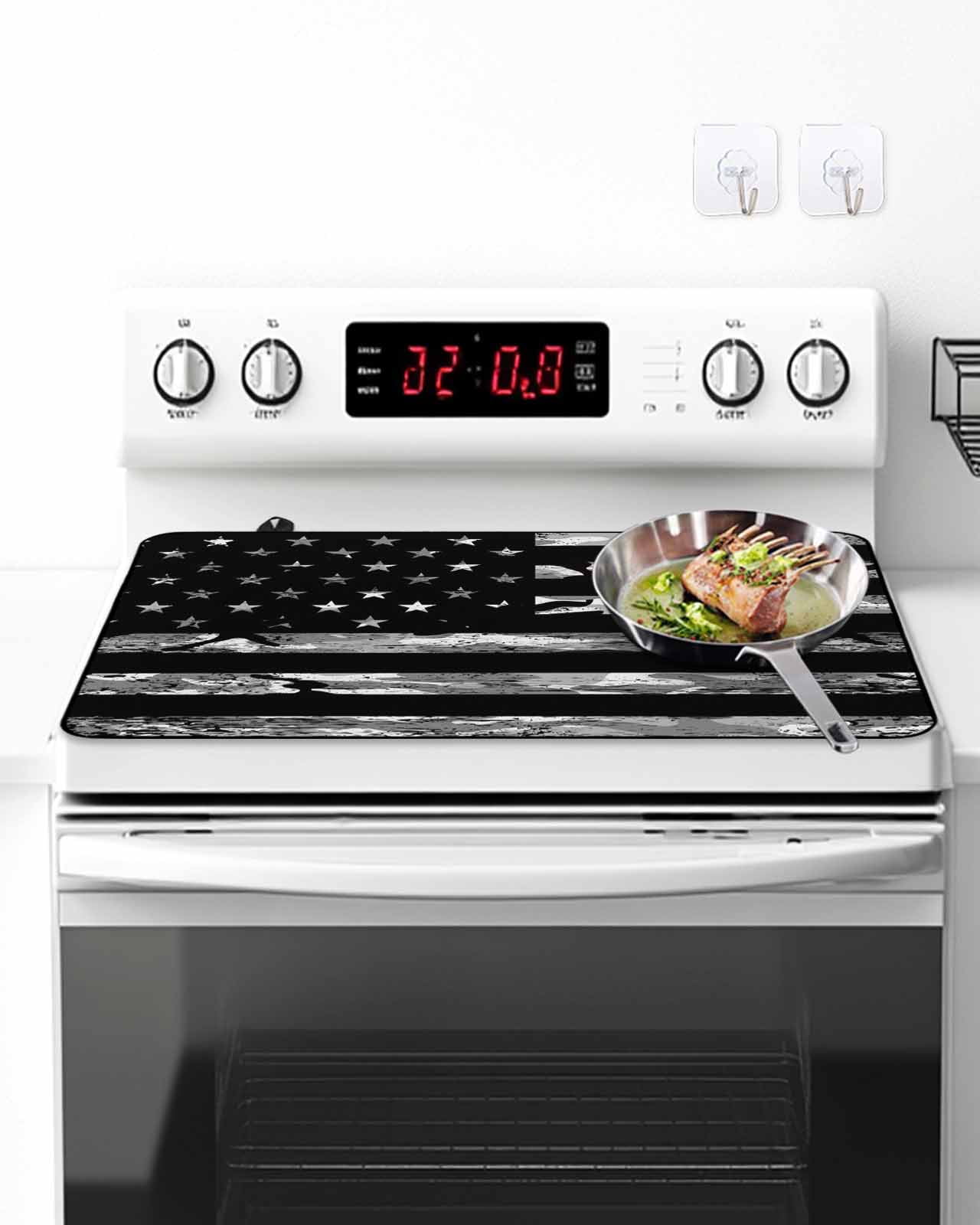 Stove Top Covers for Electric Stove, American Rustic Flag, Glass Stovetop Cover Protector, Independence Day USA Star Stripes Flag Induction Cooktop Protector Oven Mat for Kitchen Countertop 24"x21"